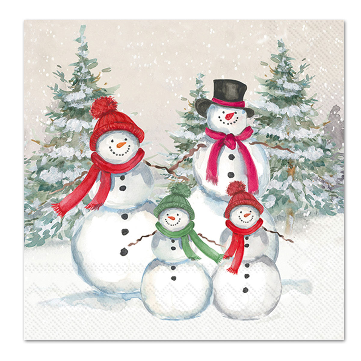 Holiday Snowmen Family Paper Luncheon Napkins