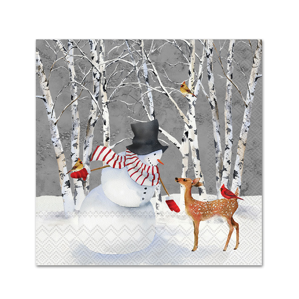 Fawn & Snowman Paper Beverage Napkins