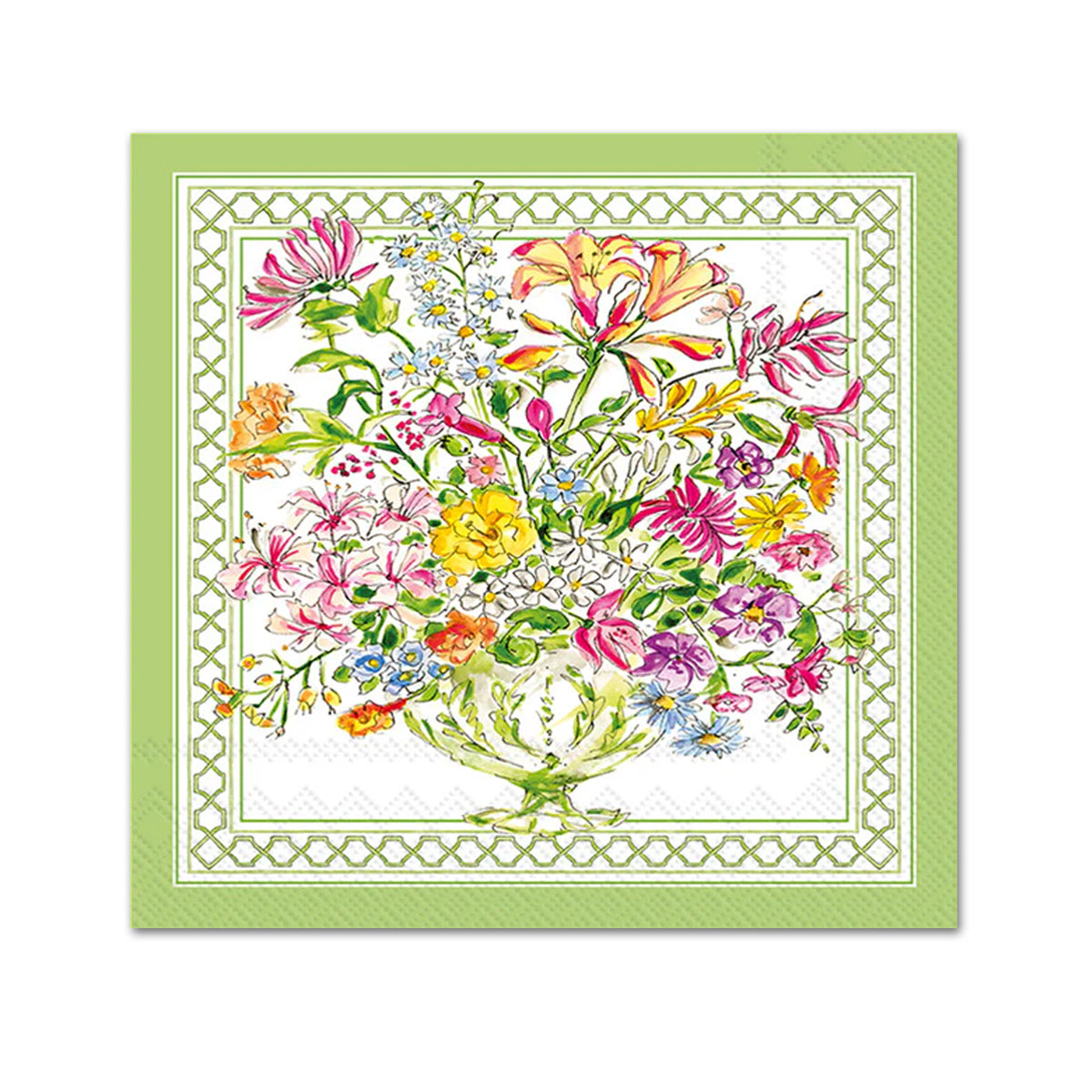 Botanical Bouquet Green Paper Beverage Napkins