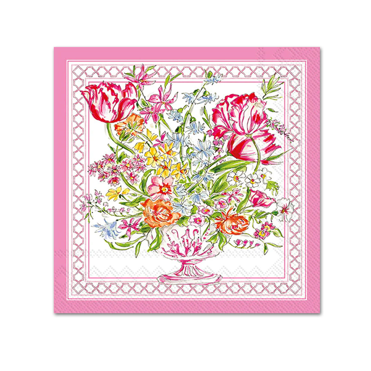Botanical Bouquet Pink Paper Beverage Napkins