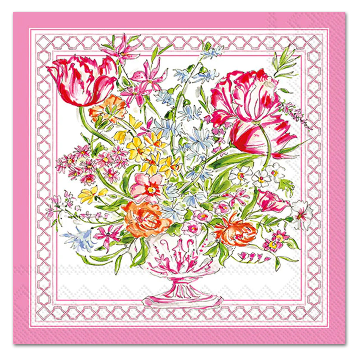 Botanical Bouquet Pink Paper Luncheon Napkins