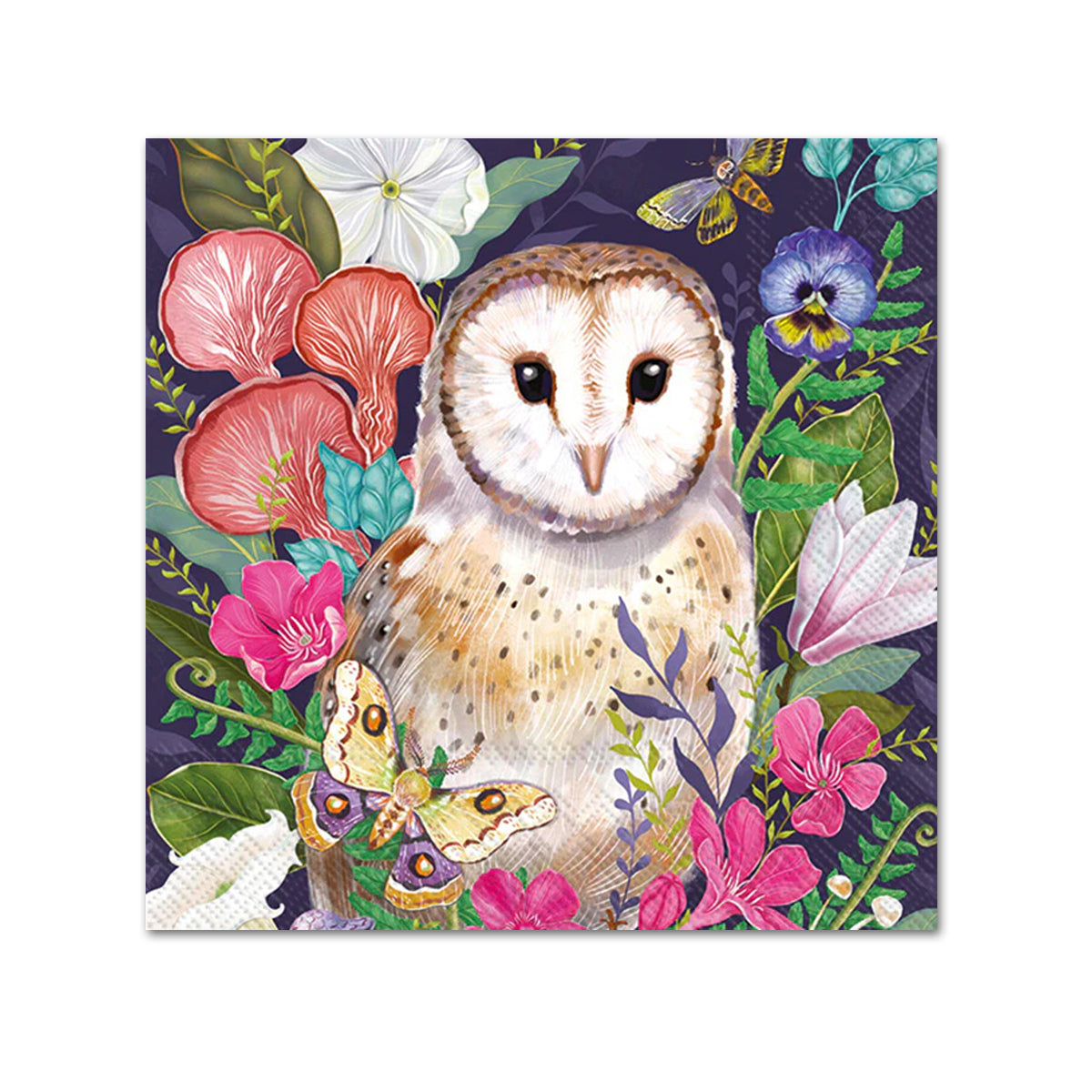 Barn Owl Floral Paper Beverage Napkins