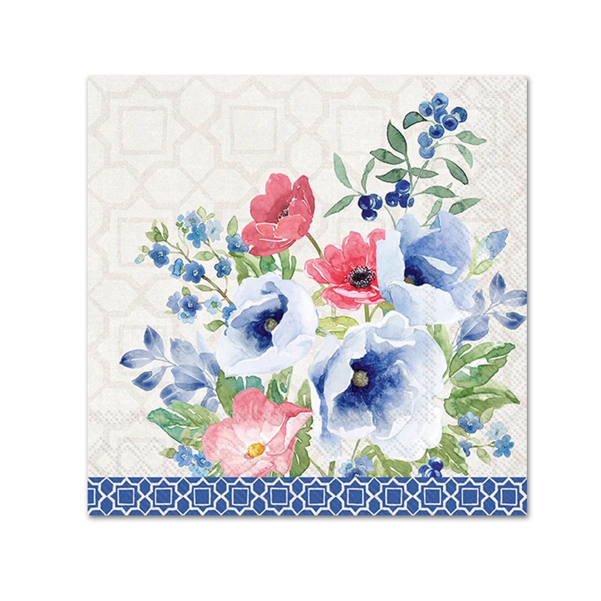 Indigo Bouquet Floral Paper Beverage Napkins