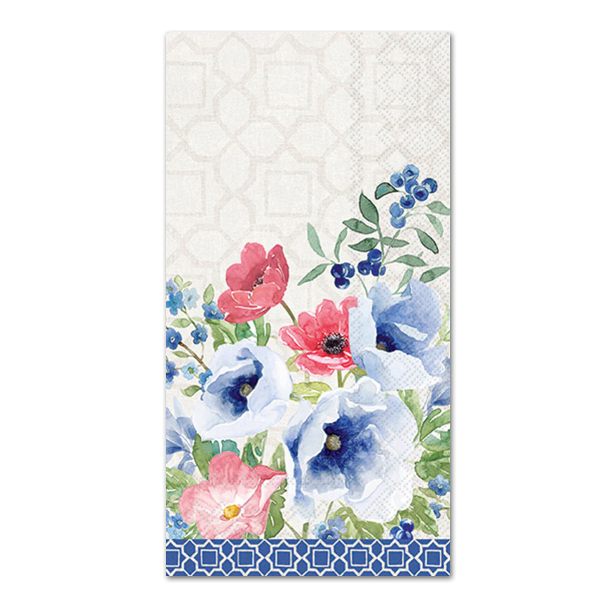 Indigo Bouquet Floral Paper Guest Towels - Buffet Napkins