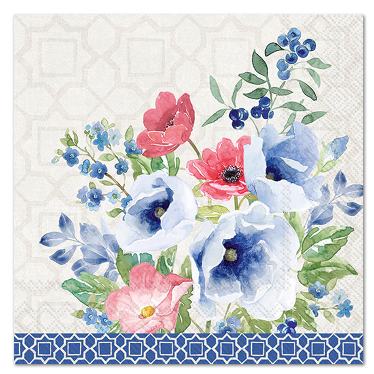 Indigo Bouquet Floral Paper Luncheon Napkins