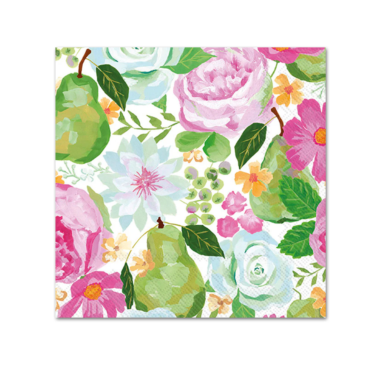 Flowers and Pears Paper Beverage Napkins
