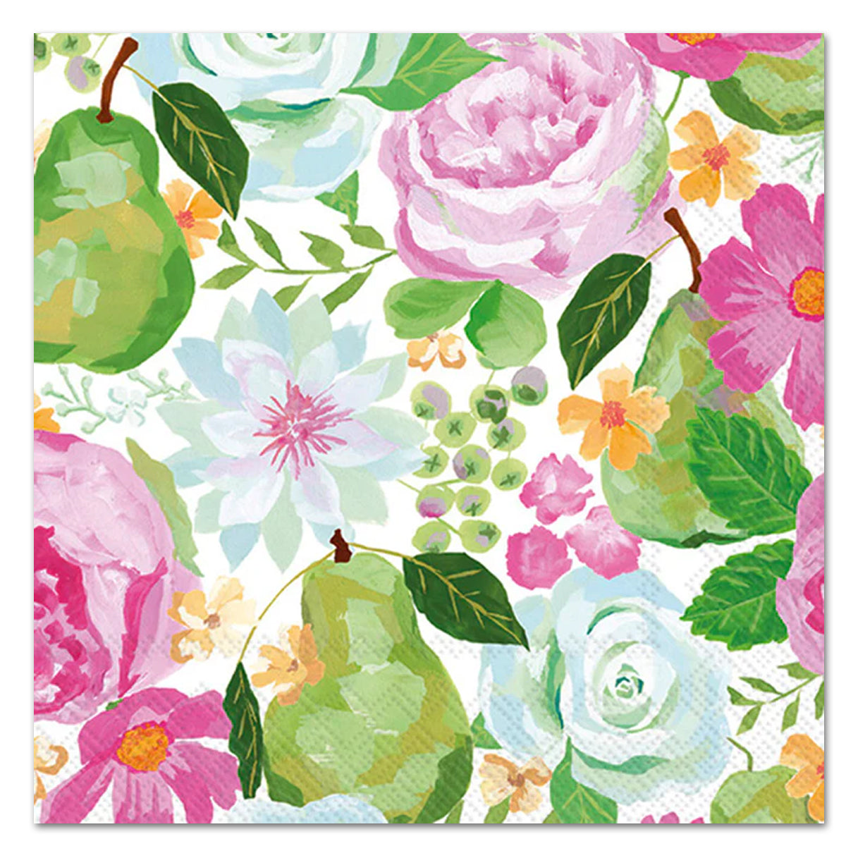 Flowers and Pears Paper Luncheon Napkins