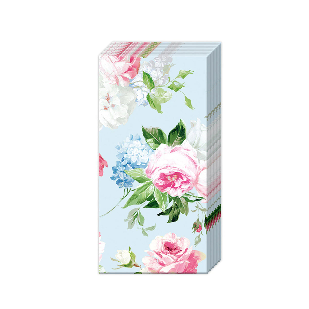 Fragrant Blossoms Light Blue Paper Pocket Tissues