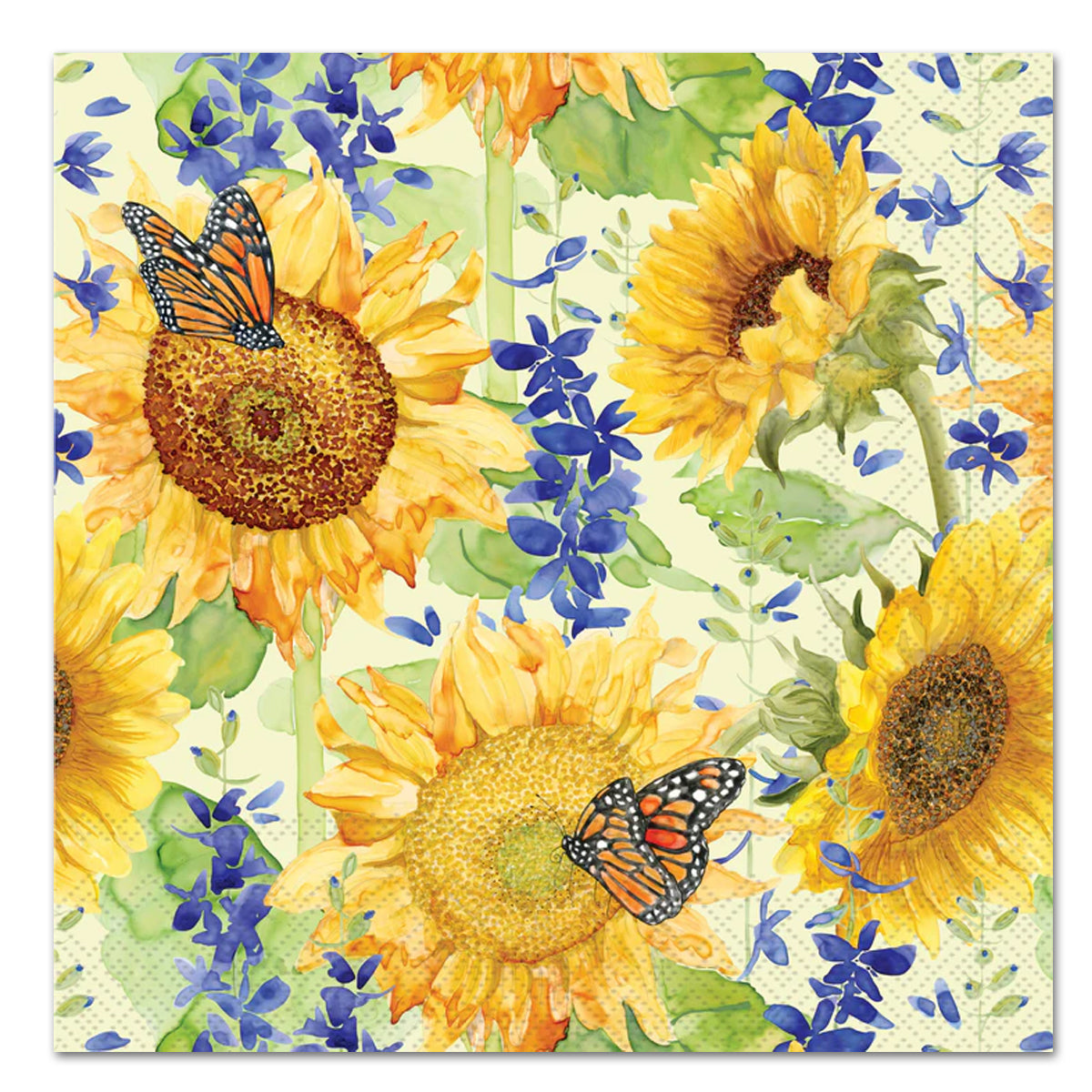 Sunflower & Larkspur Paper Luncheon Napkins