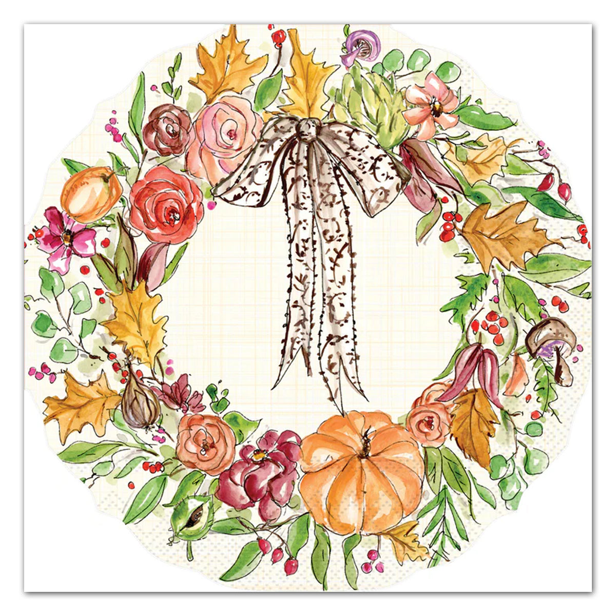 Fall Wreath Paper Luncheon Napkins
