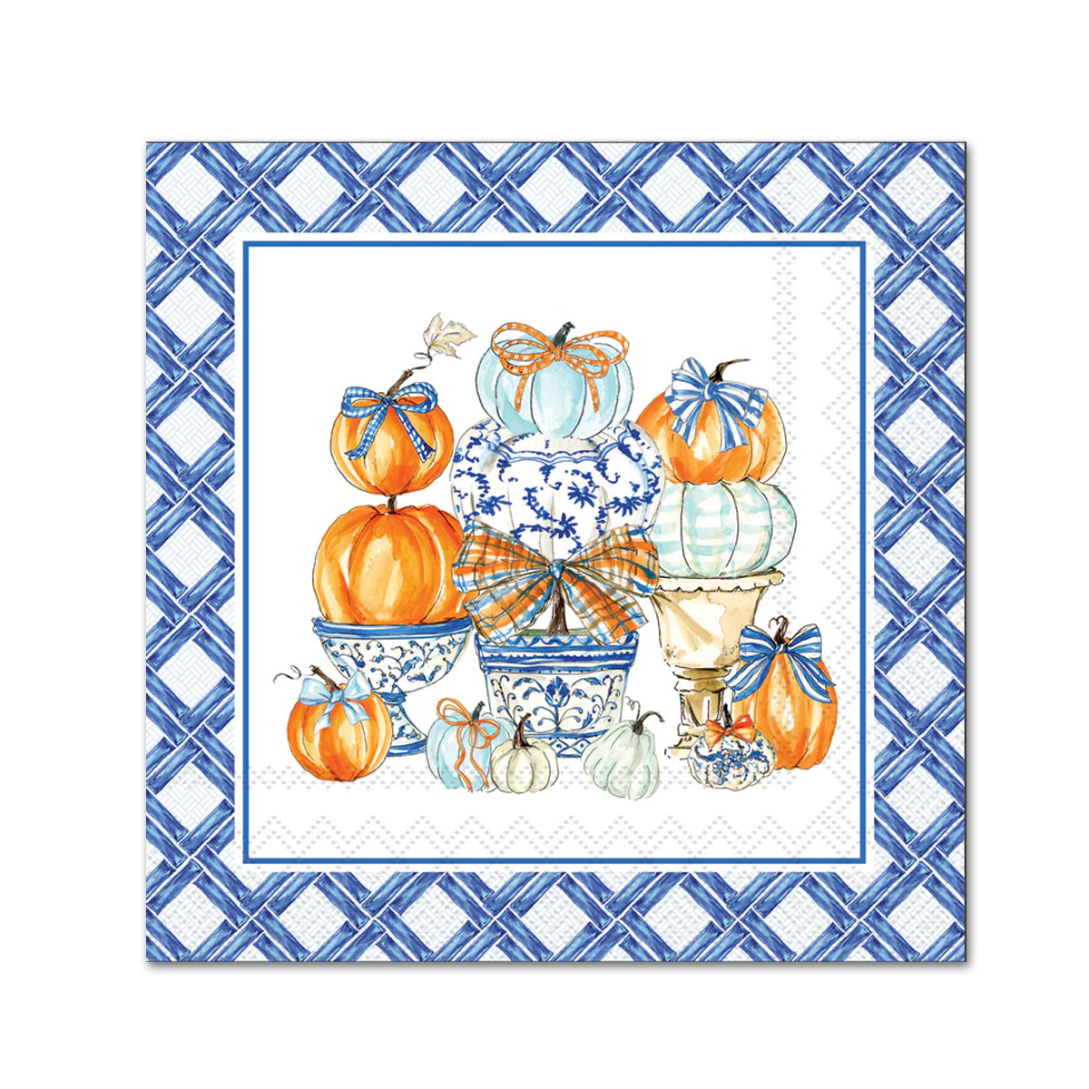 Chinoiserie Pumpkin Topiary Paper Beverage Napkins