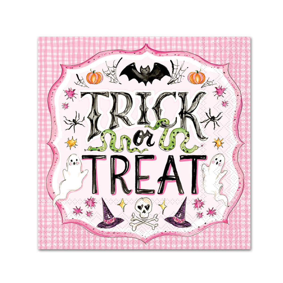 Pink Trick or Treat Halloween Paper Beverage Napkins