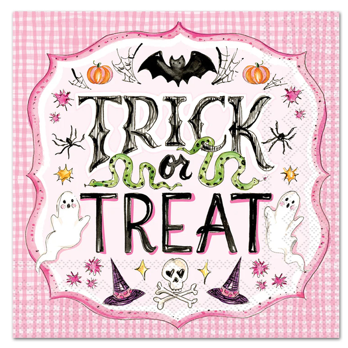 Pink Trick or Treat Halloween Paper Luncheon Napkins
