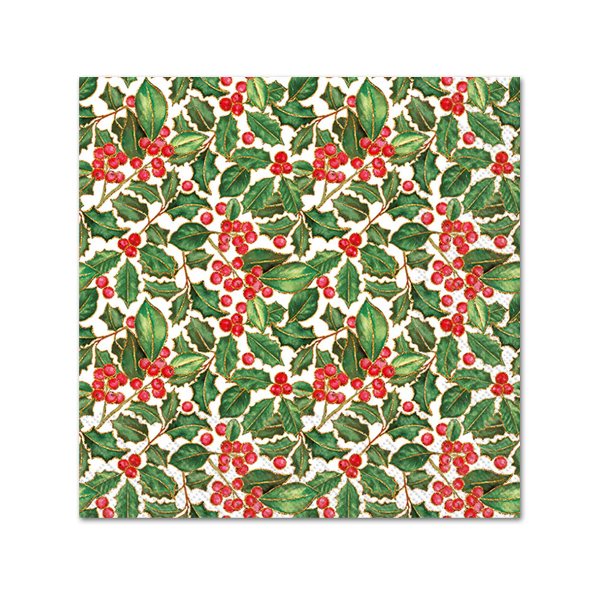 Holiday Holly Paper Beverage Napkins