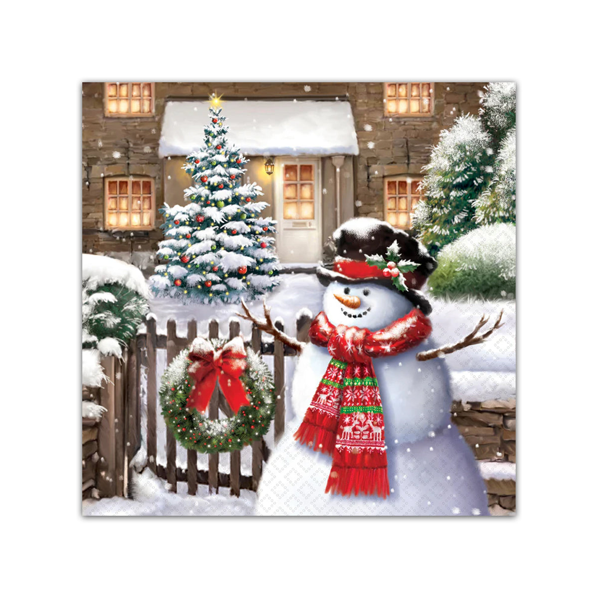 Friendly Snowman Holiday Paper Beverage Napkins