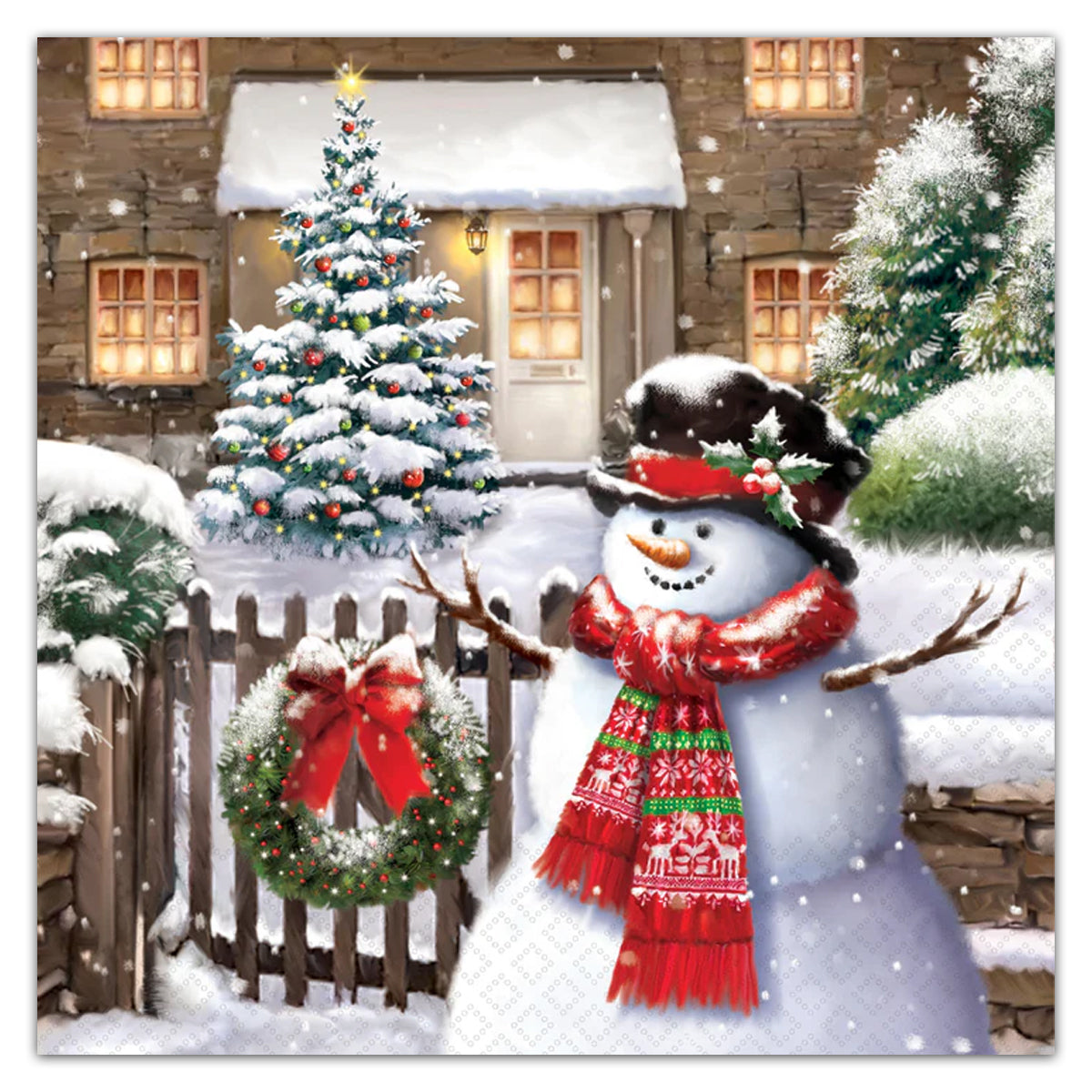 Friendly Snowman Holiday Paper Luncheon Napkins