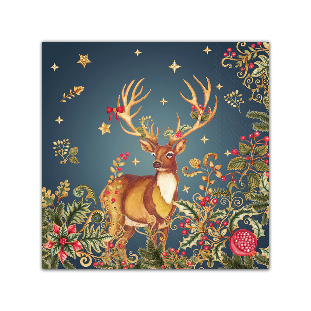 Opulent Deer Holiday Paper Beverage Napkins
