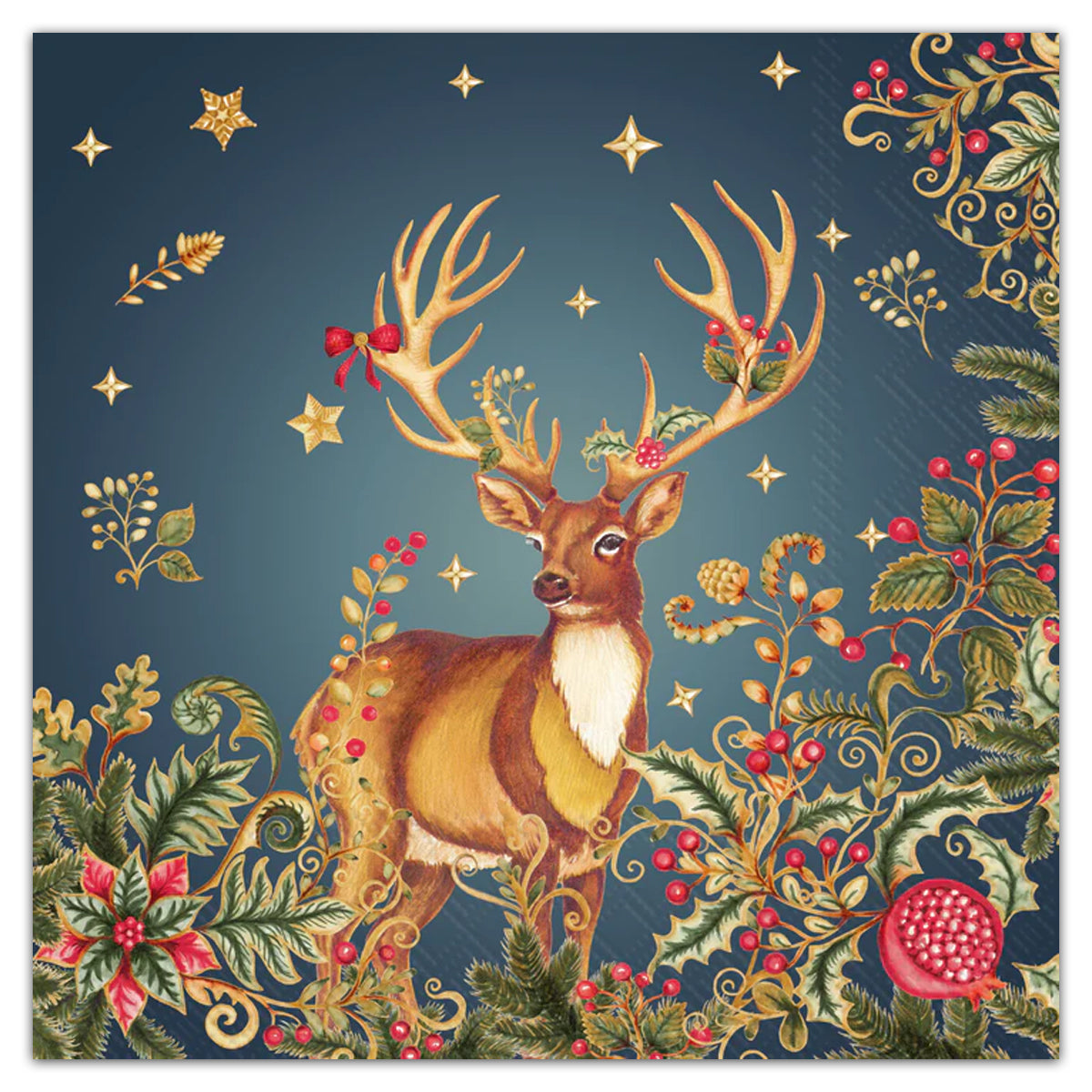 Opulent Deer Holiday Paper Luncheon Napkins