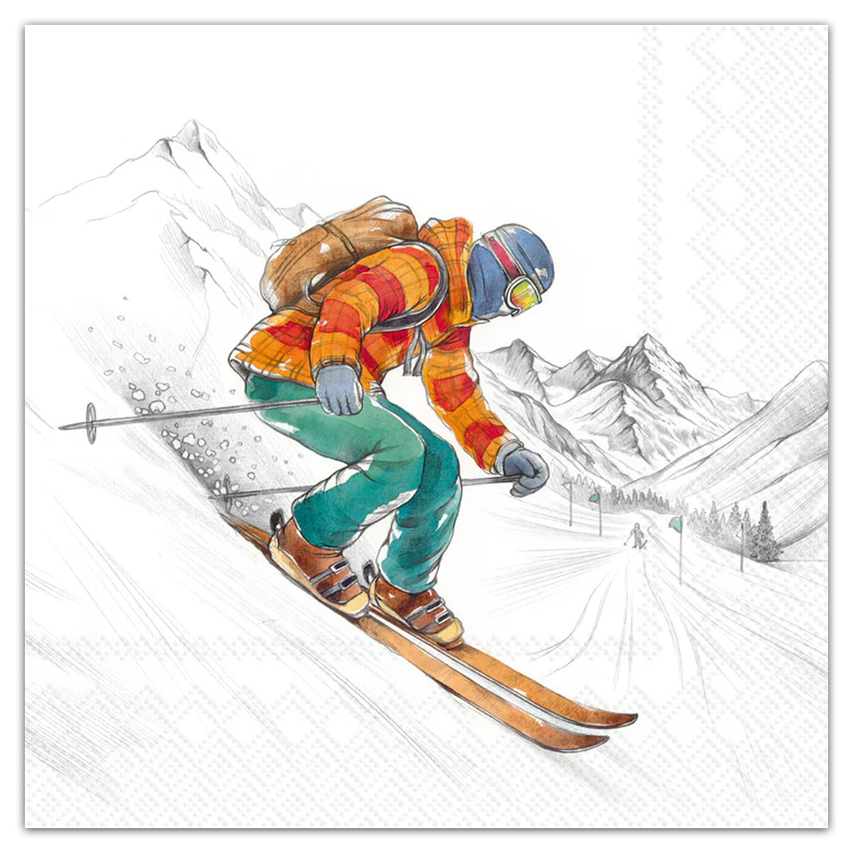 Ski Runs Paper Luncheon Napkins