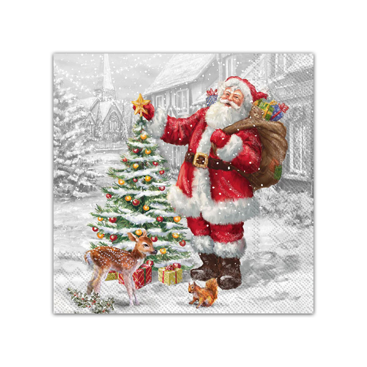 Santa Christmas Tree Beverage Napkins