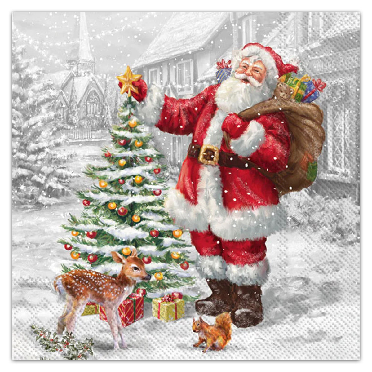 Santa Christmas Tree Paper Luncheon Napkins