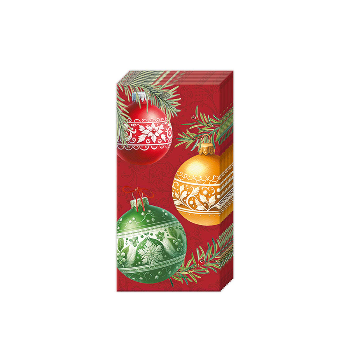 Christmas Bubbles Red Paper Pocket Tissues