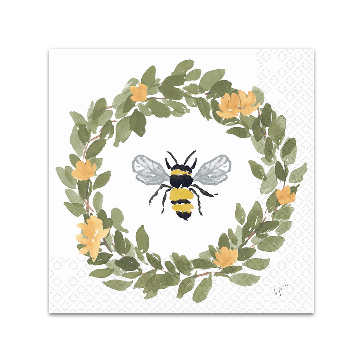 Honey Bee Wreath Paper Beverage Napkins
