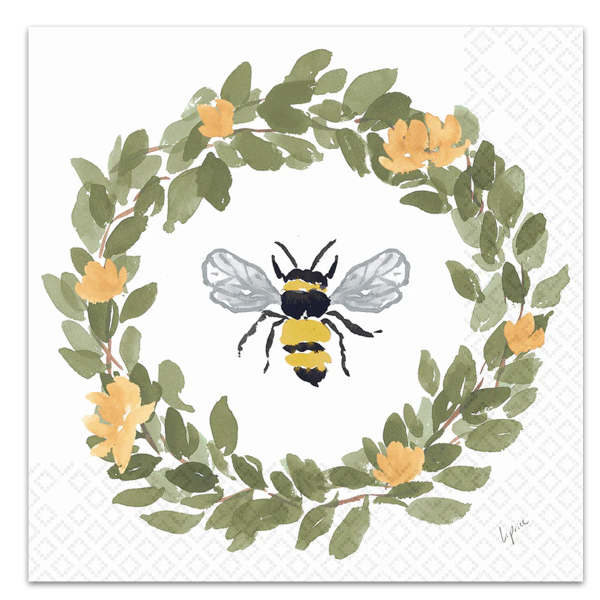 Honey Bee Wreath Paper Luncheon Napkins