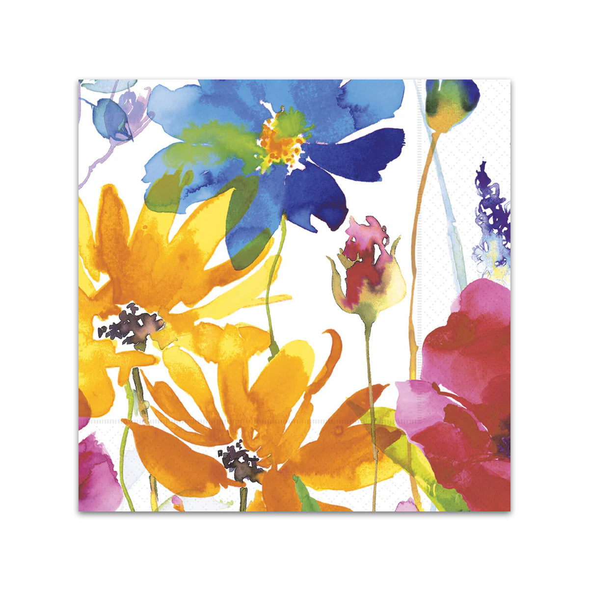 Primary Floral Paper Beverage Napkins