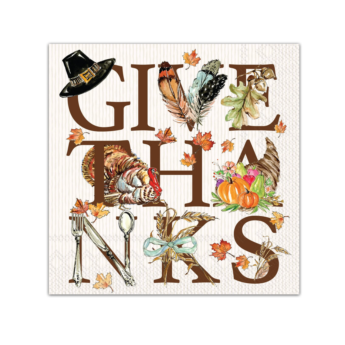 Thanksgiving Thanks Paper Beverage Napkins