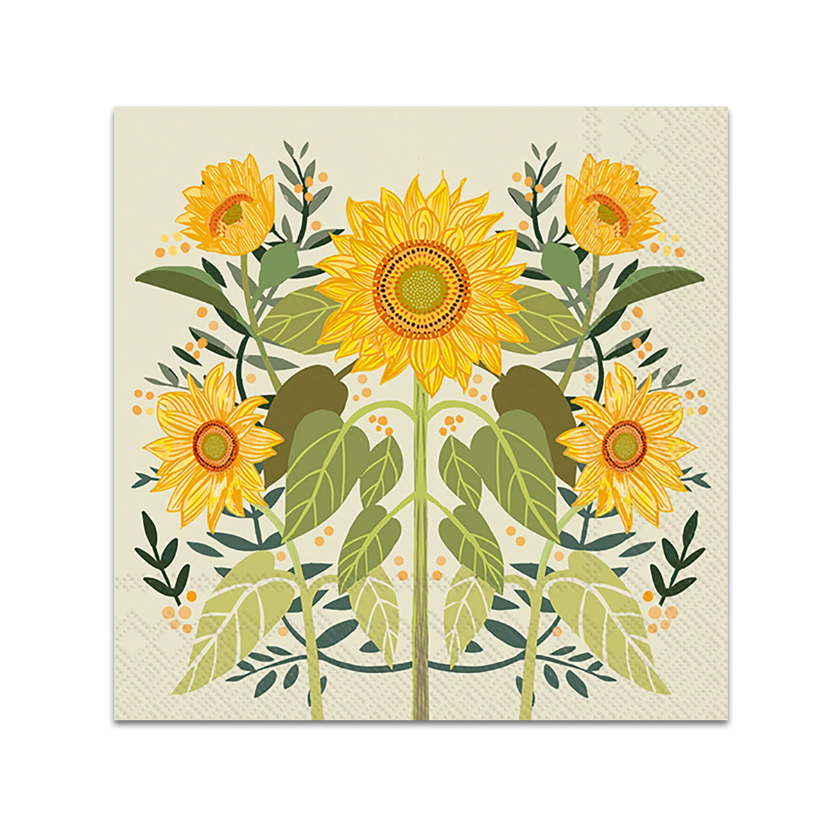 Autumn Gold Sunflowers Paper Beverage Napkins