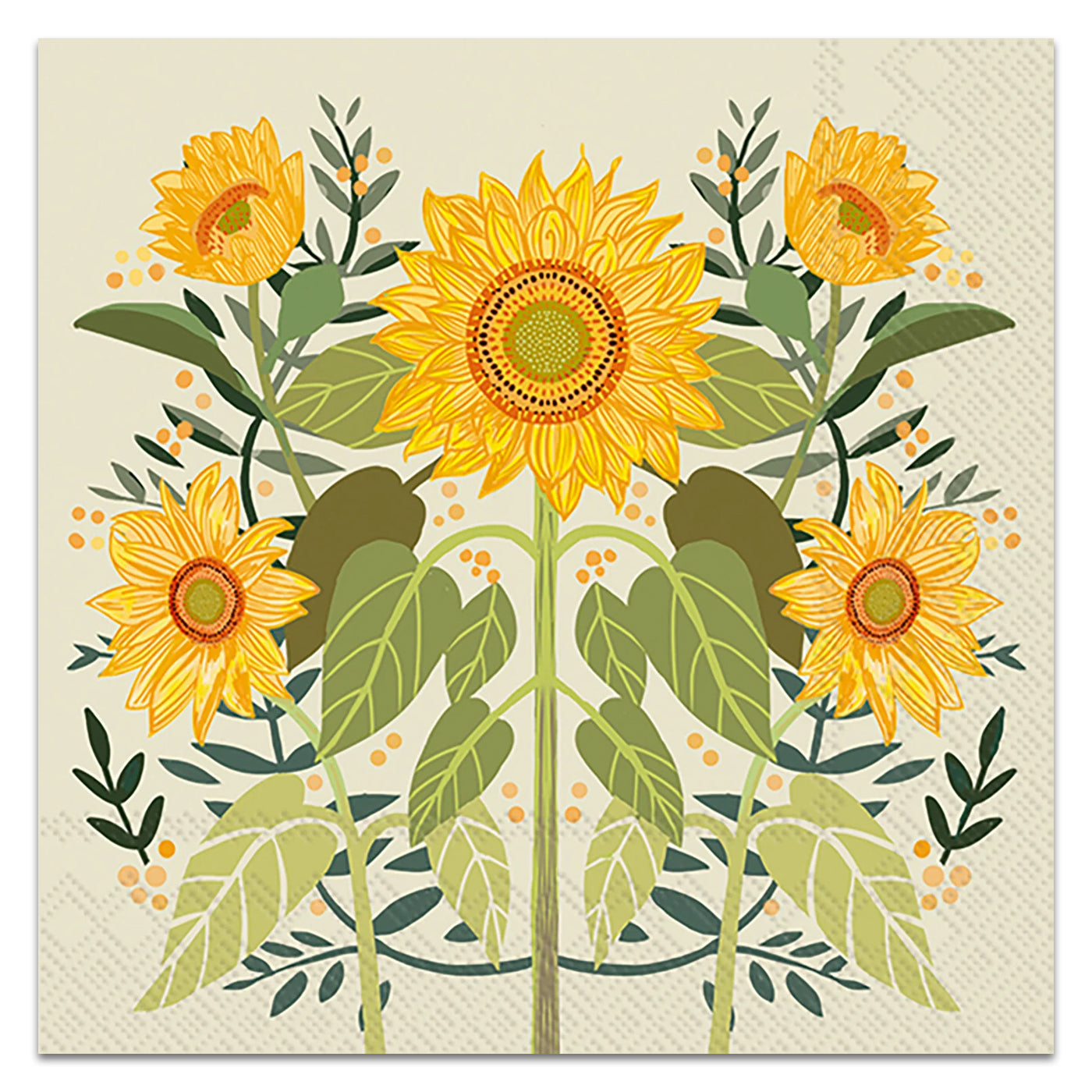 Autumn Gold Sunflowers Paper Luncheon Napkins