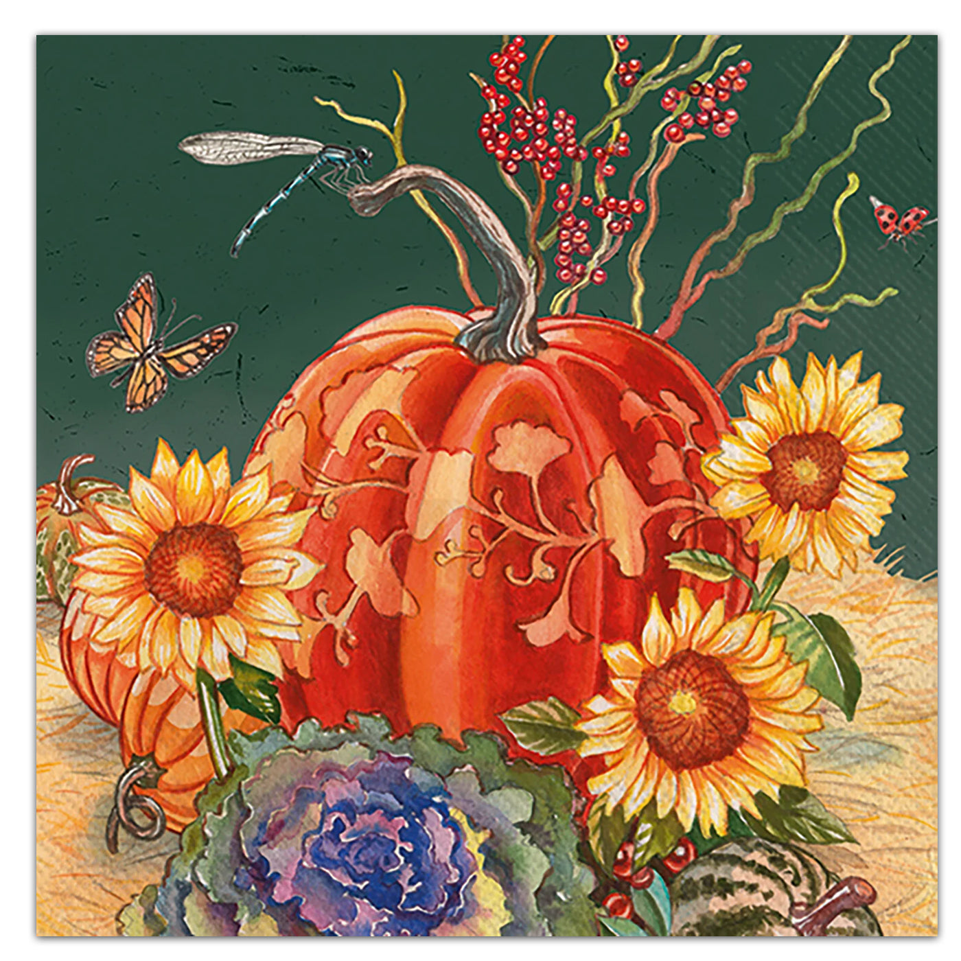 Pumpkins & Sunflowers Paper Luncheon Napkins