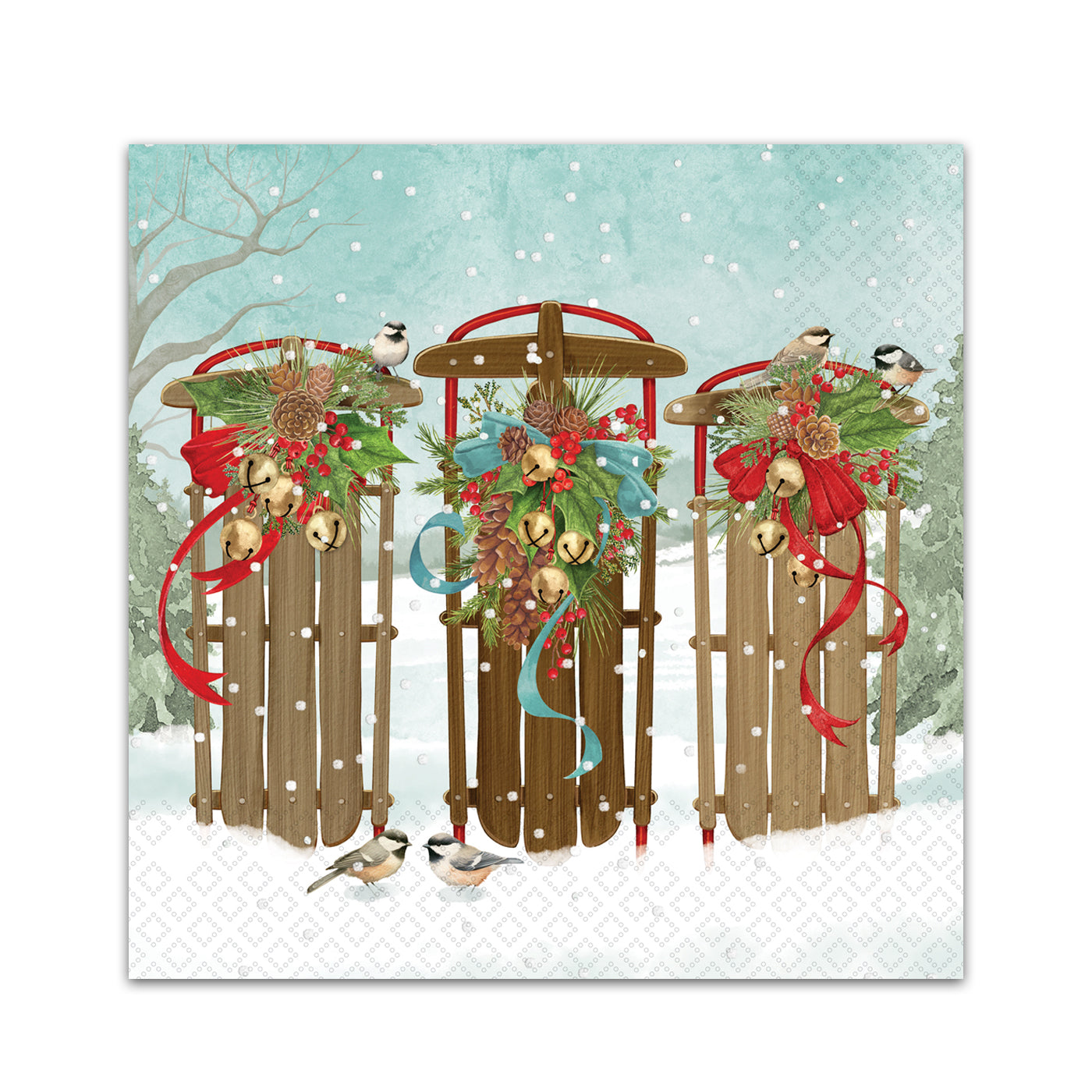Tree Farm Sleighs Paper Beverage Napkins