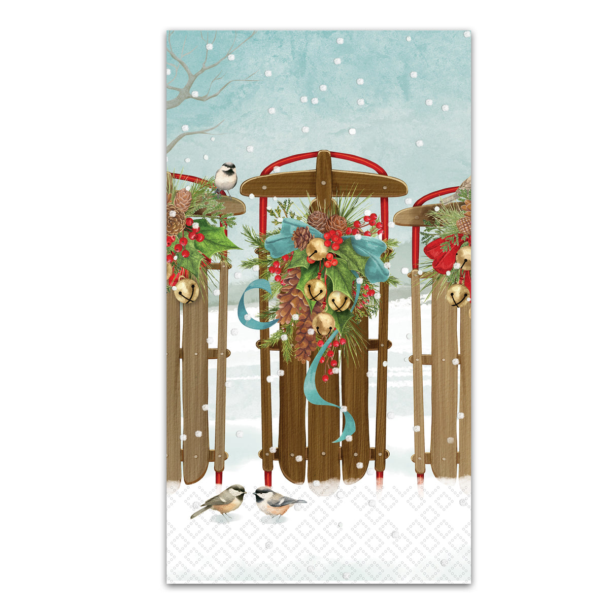 Tree Farm Sleighs Paper Guest Towels - Buffet Napkins
