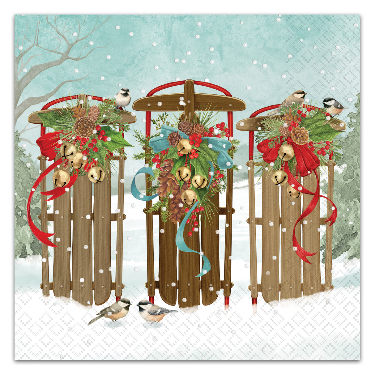 Tree Farm Sleighs Paper Luncheon Napkins