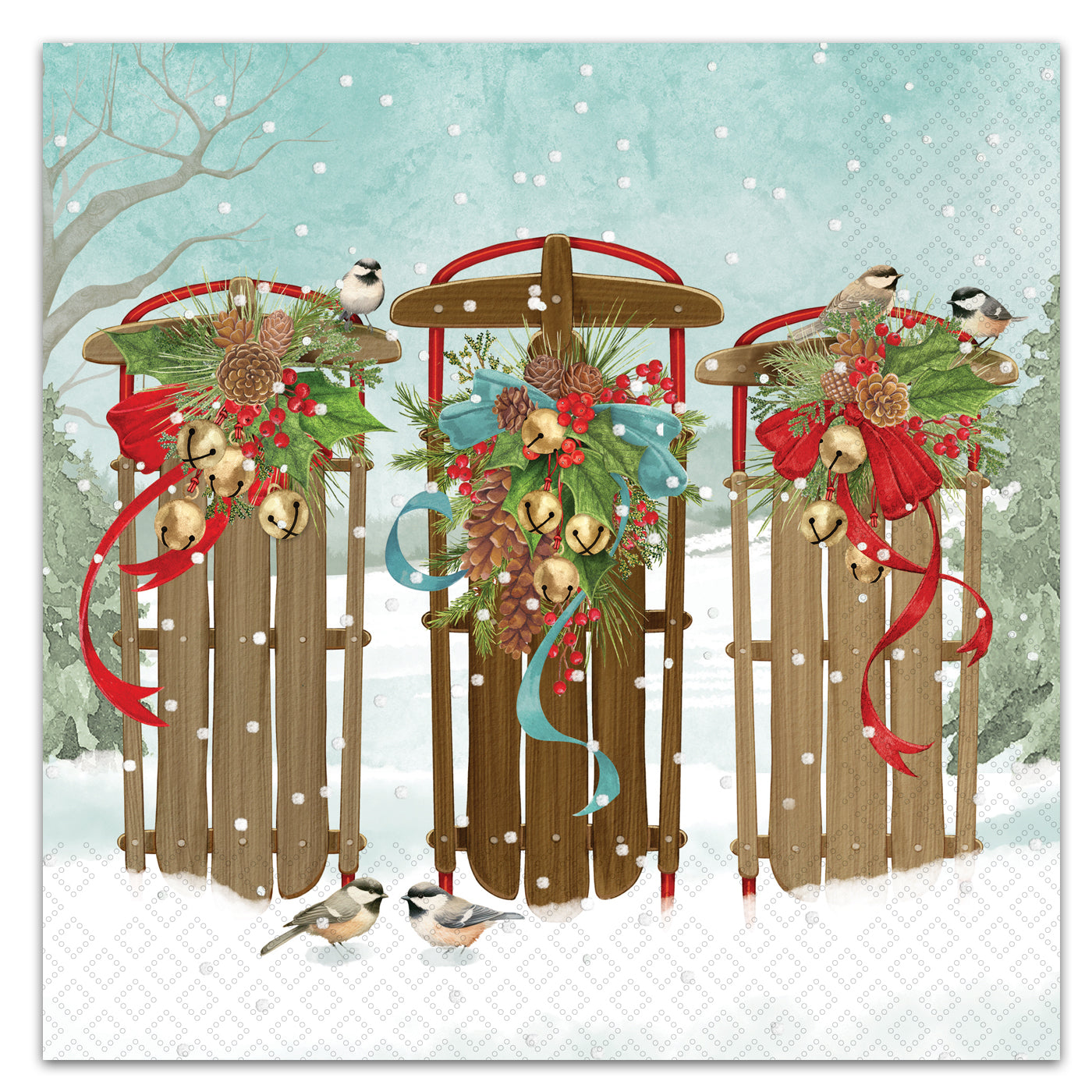 Tree Farm Sleighs Paper Luncheon Napkins