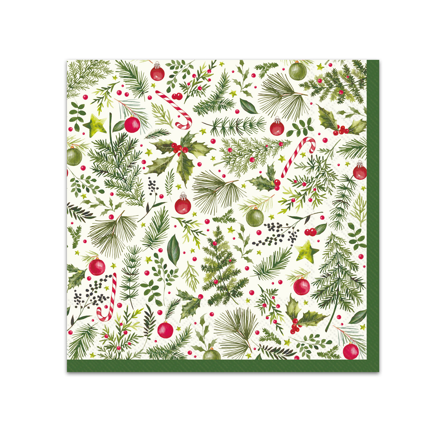 Mistletoe & Pine Paper Beverage Napkins