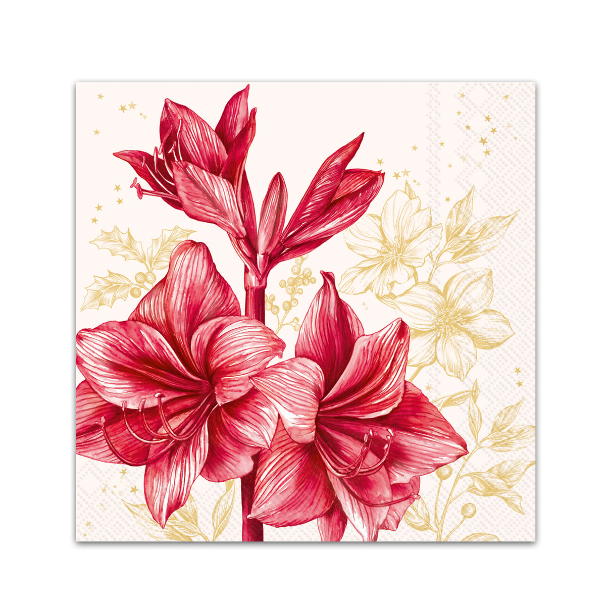 Aurelie Cream Floral Paper Beverage Napkins
