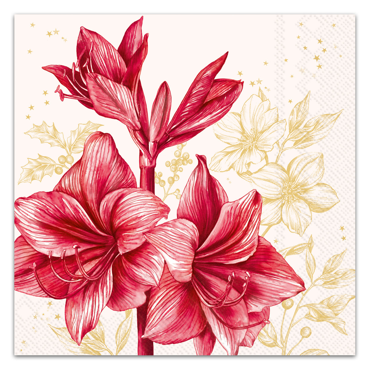 Aurelie Cream Floral Paper Luncheon Napkins