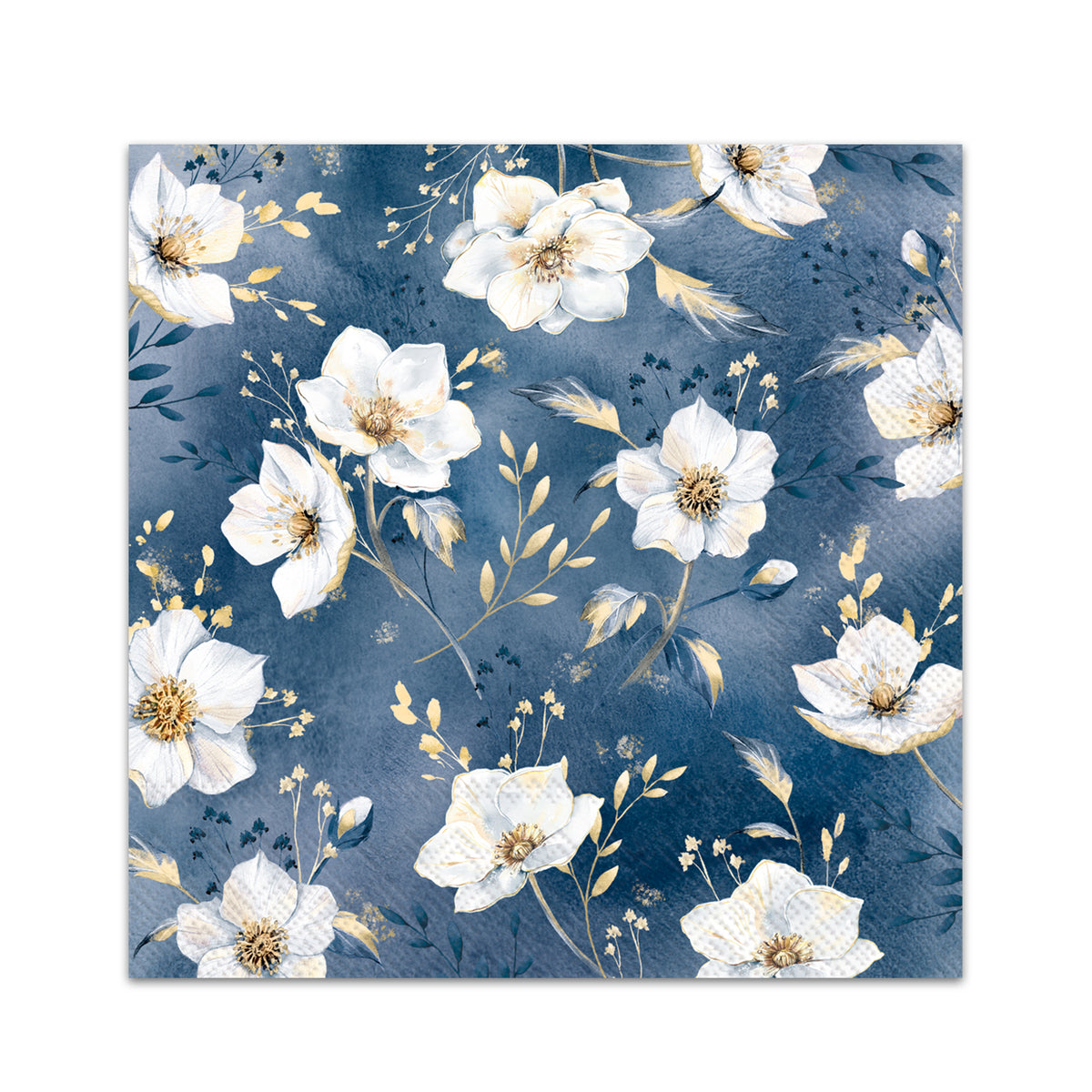 Golden Gala Blue Paper Beverage Napkins