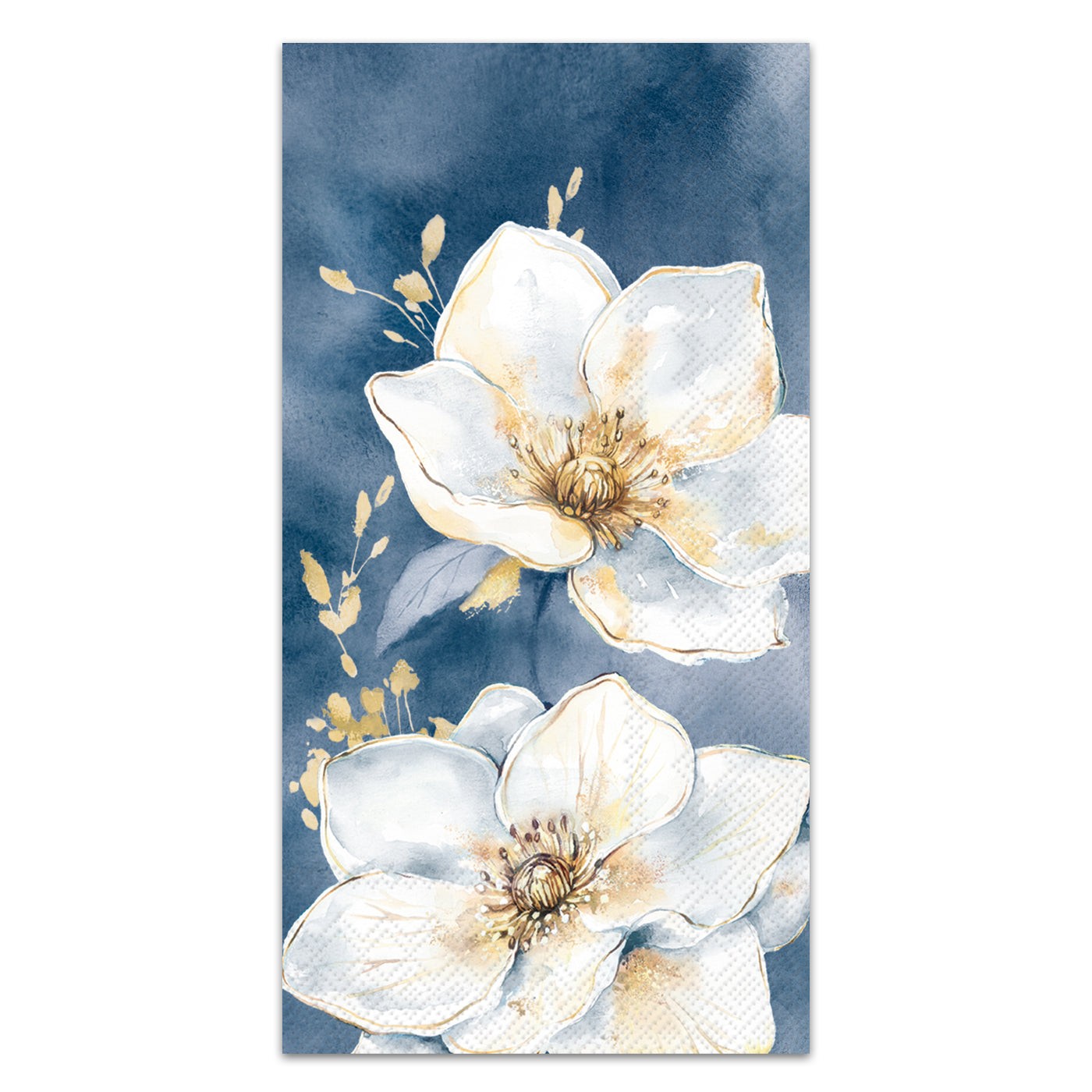 Golden Gala Blue Paper Guest Towels - Buffet Napkins