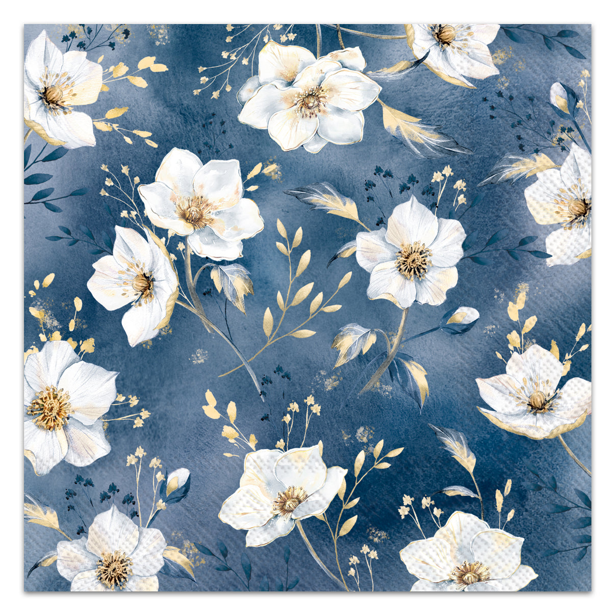 Golden Gala Blue Paper Luncheon Napkins