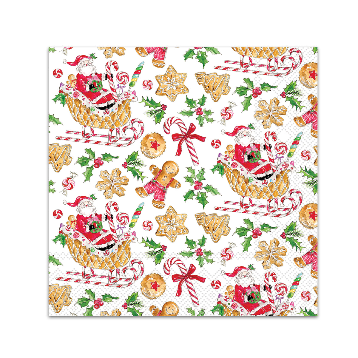 Gingerbread & Candy Canes Paper Beverage Napkins
