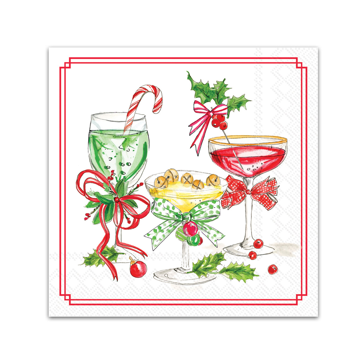 Candy Canes & Cocktails Paper Beverage Napkins