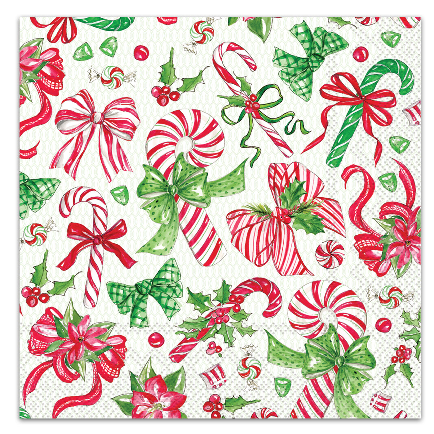Candy Canes & Bows Paper Luncheon Napkins