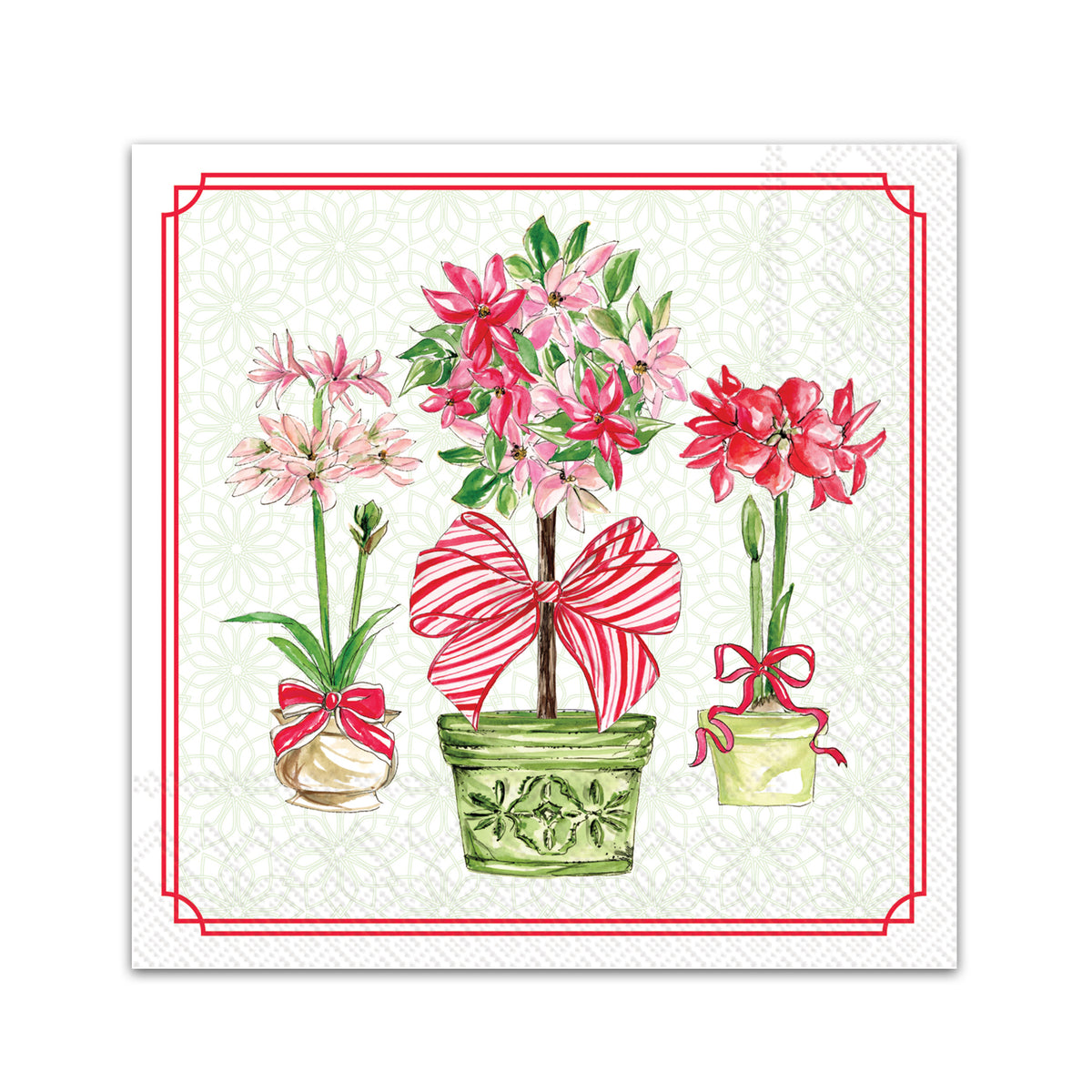 Holiday Poinsettias Paper Beverage Napkins