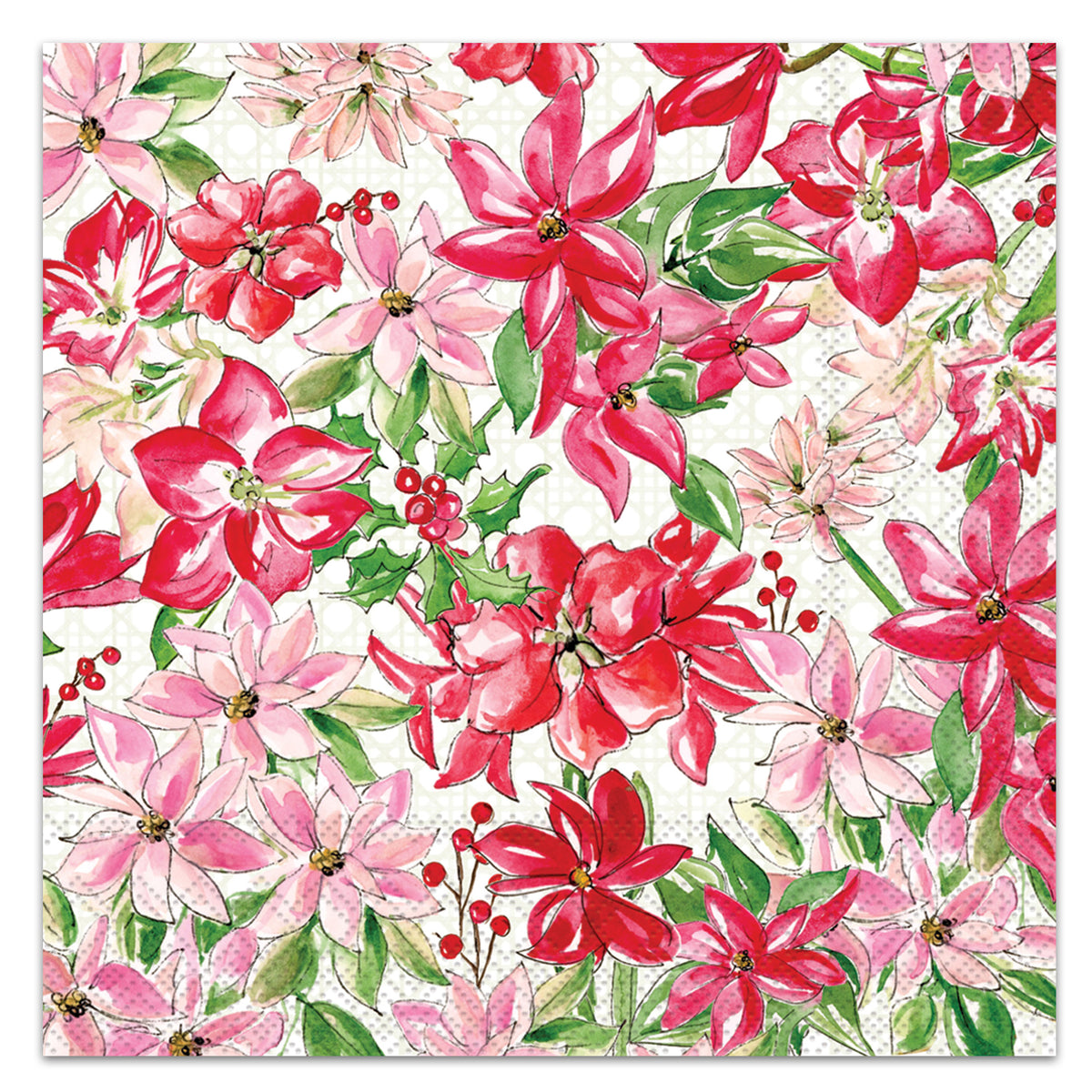 Holiday Poinsettias Paper Luncheon Napkins