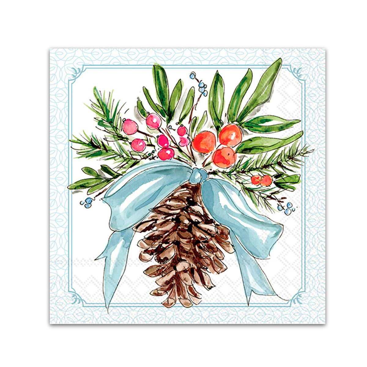 Pinecones & Ribbons Paper Beverage Napkins
