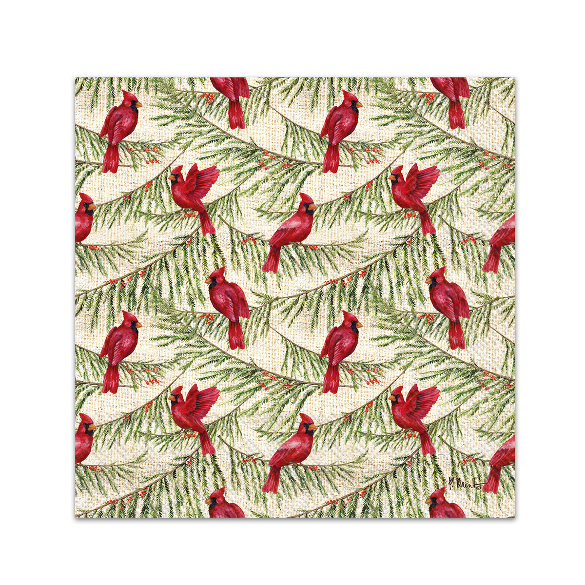 Cardinal Pines Cream Paper Beverage Napkins